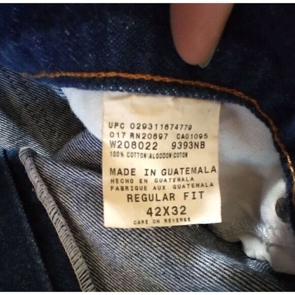 Dickies Men's Size 42x32 Relaxed Fit Denim Dark Wash Work Jeans - Picture 6 of 6